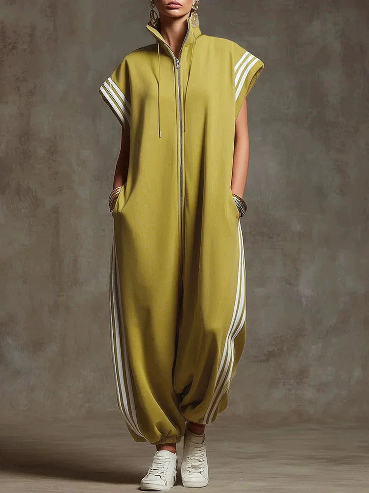 Talia Striped Zip Sport Jumpsuit
