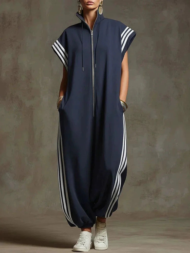 Talia Striped Zip Sport Jumpsuit