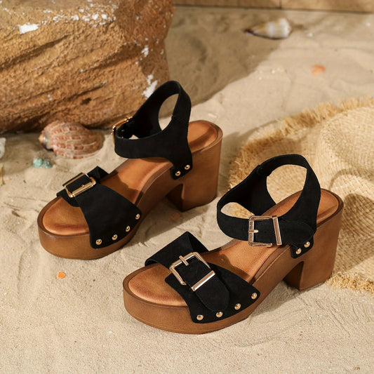 Sabrina Suede Platform Clog Sandals