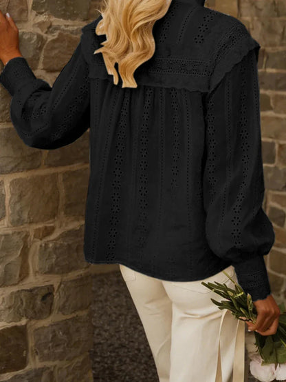Elena Eyelet Embroidered Long Sleeve Blouse
