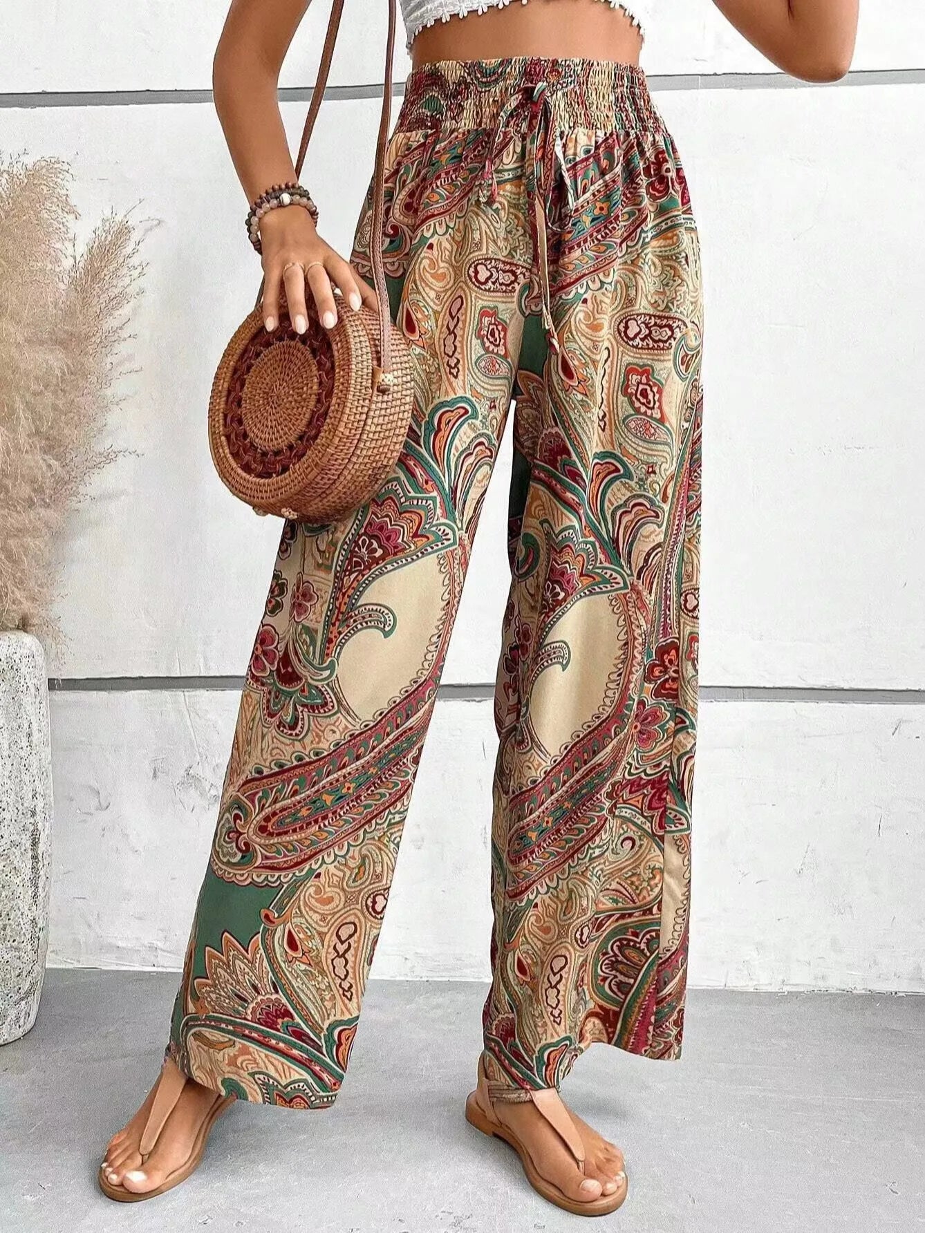 Maeve Vintage Printed Wide-Leg Pants