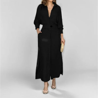 Isla V-Neck Maxi Shirt Dress