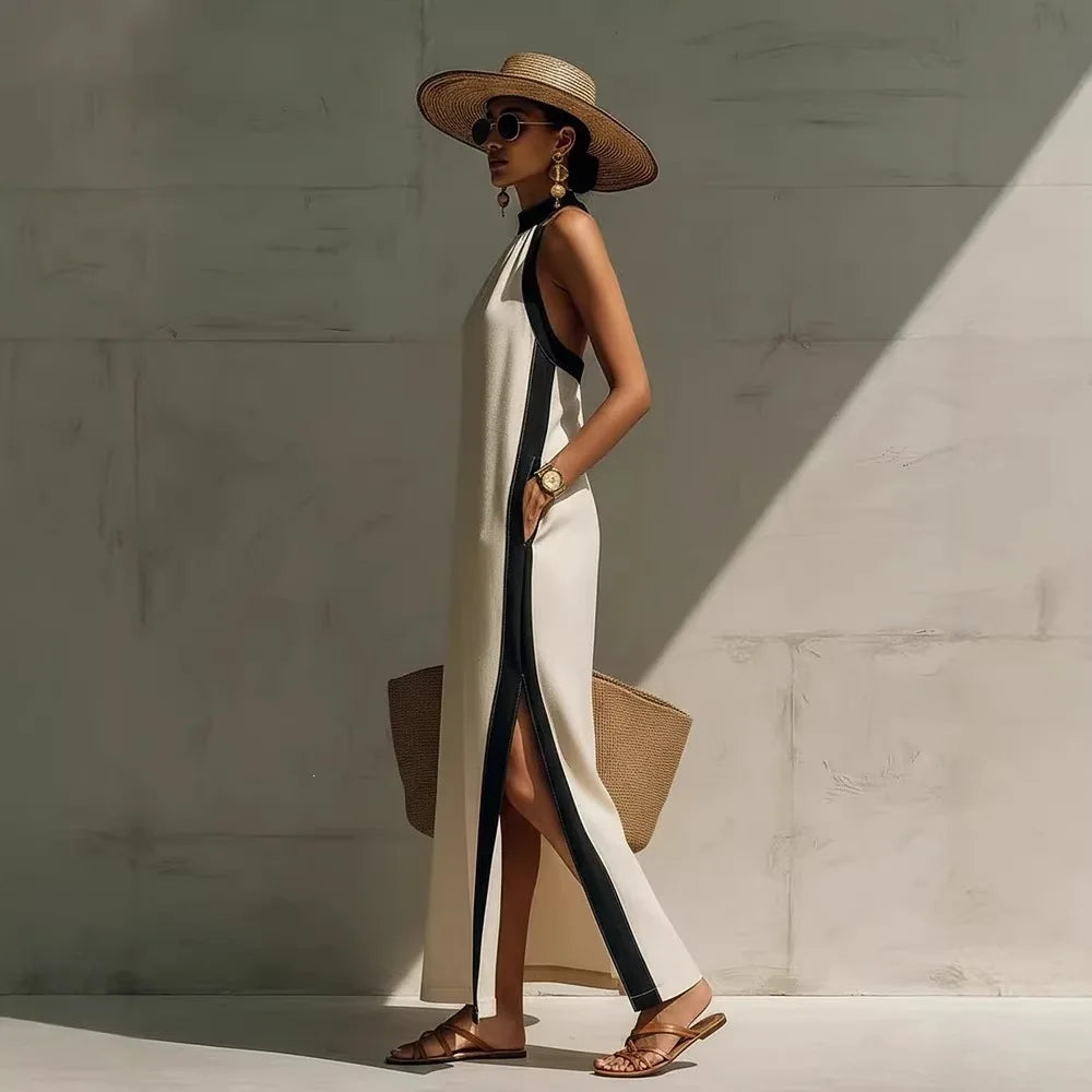 Amelie Halter Neck Maxi Dress