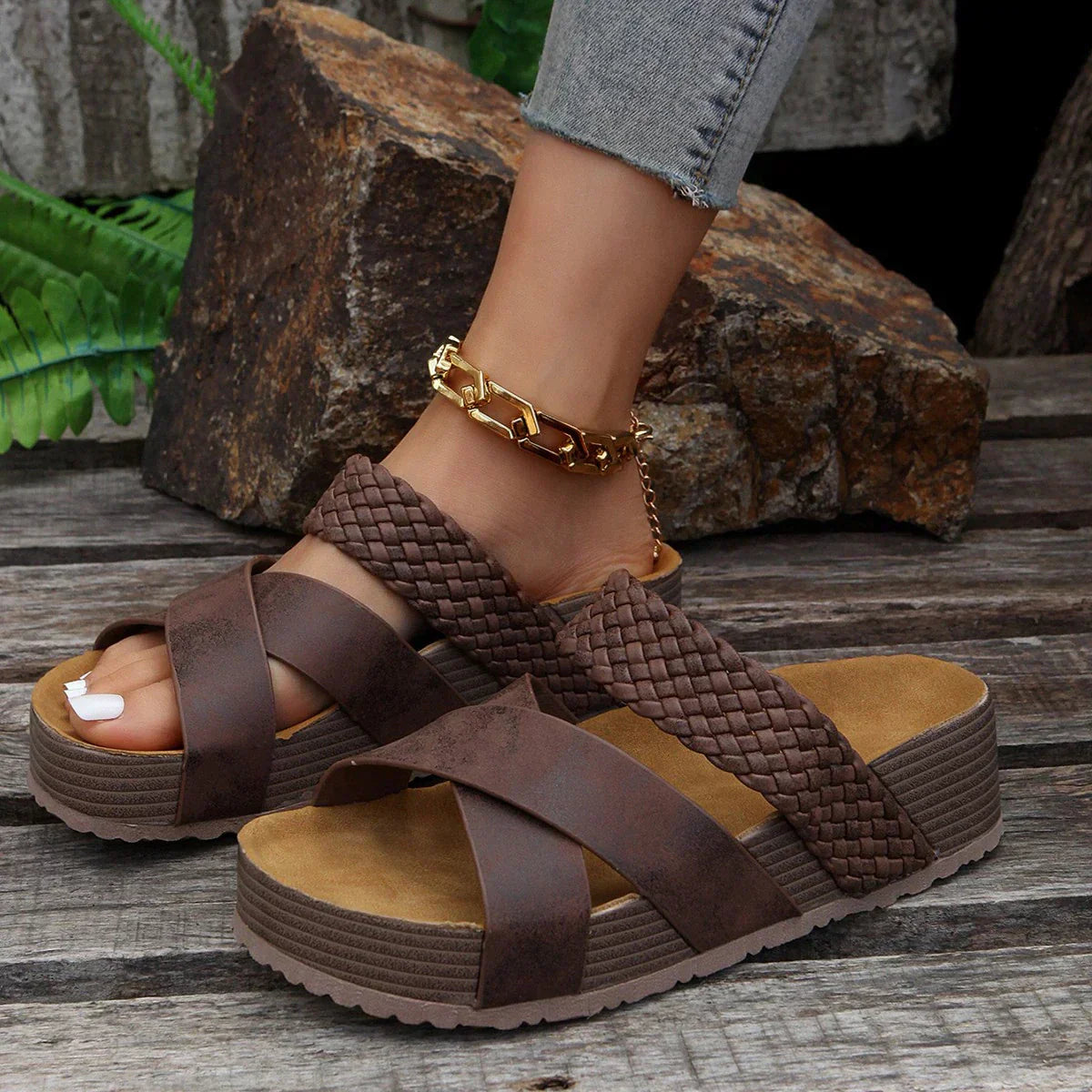 Fiorella Braided Strap Orthopedic Sandals