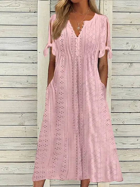 Aurelia V-Neck Eyelet Midi Dress