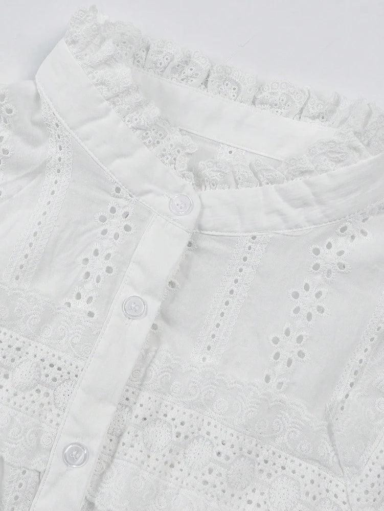 Elena Eyelet Embroidered Long Sleeve Blouse
