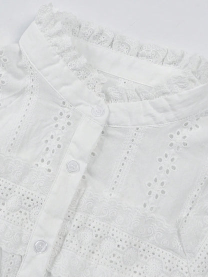 Elena Eyelet Embroidered Long Sleeve Blouse