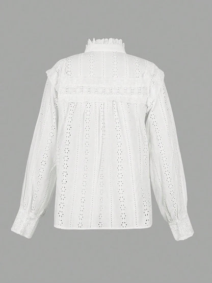 Elena Eyelet Embroidered Long Sleeve Blouse