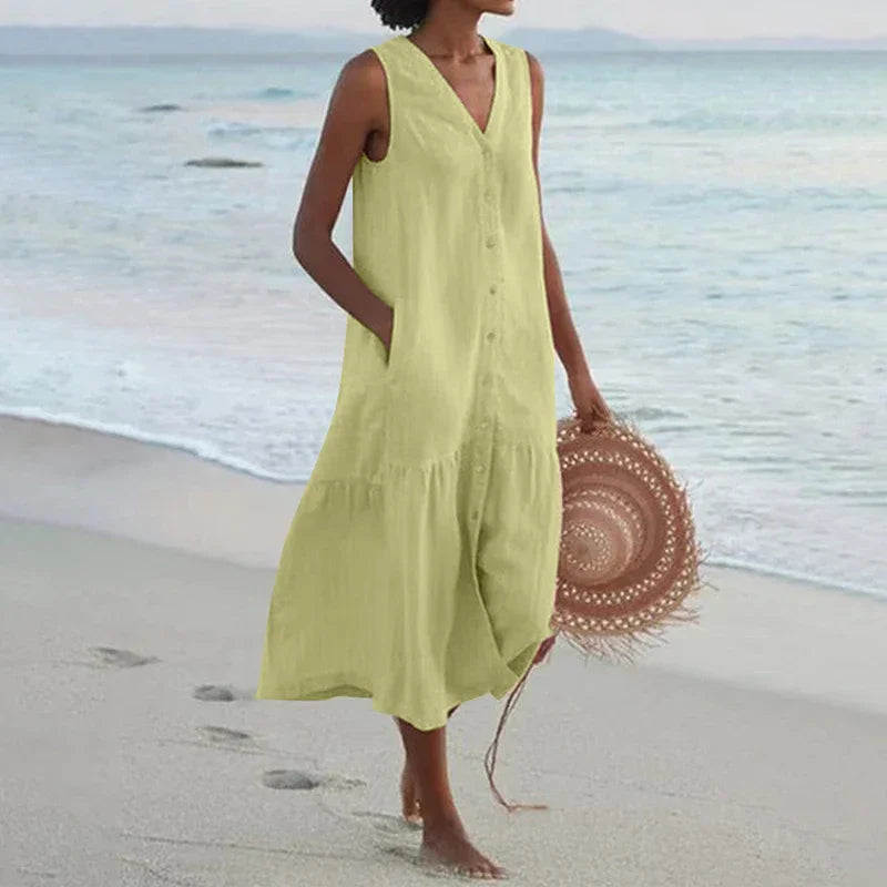 Elodie Relaxed V-Neck Midi Dress