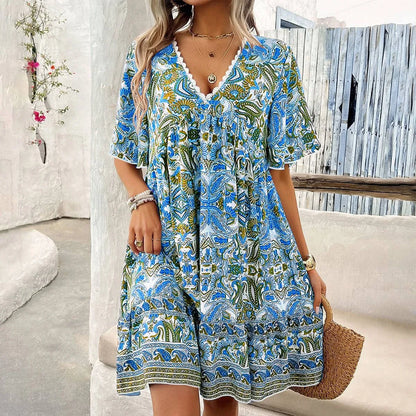 Amara Boho Floral Mini Dress