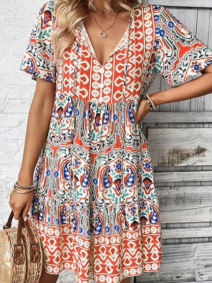 Sabine Boho Floral Mini Dress