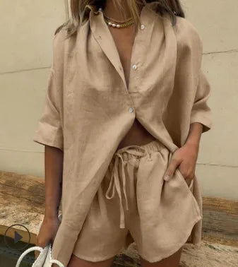 Maeve Button-Up Shorts Matching Set