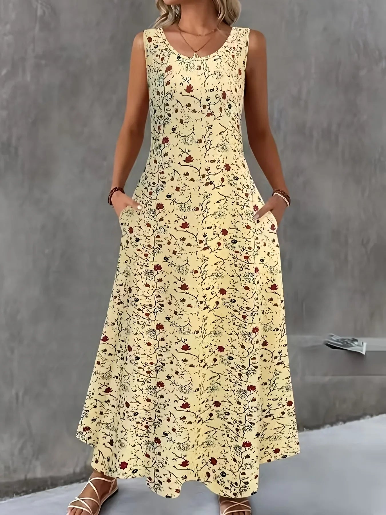 Nola Boho Floral Pocket Maxi Dress