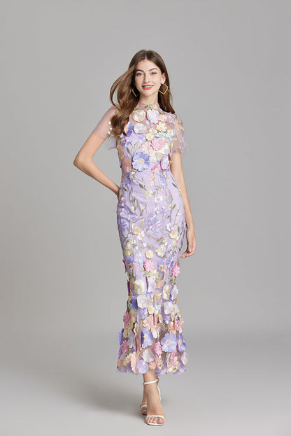 Primrose | Women's Romantic Floral Appliqué Mermaid Evening Gown