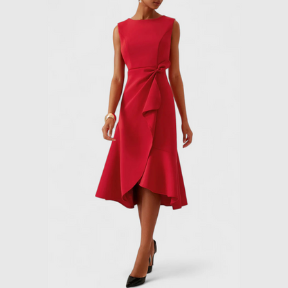 Liora | Draped Asymmetric Midi Dress
