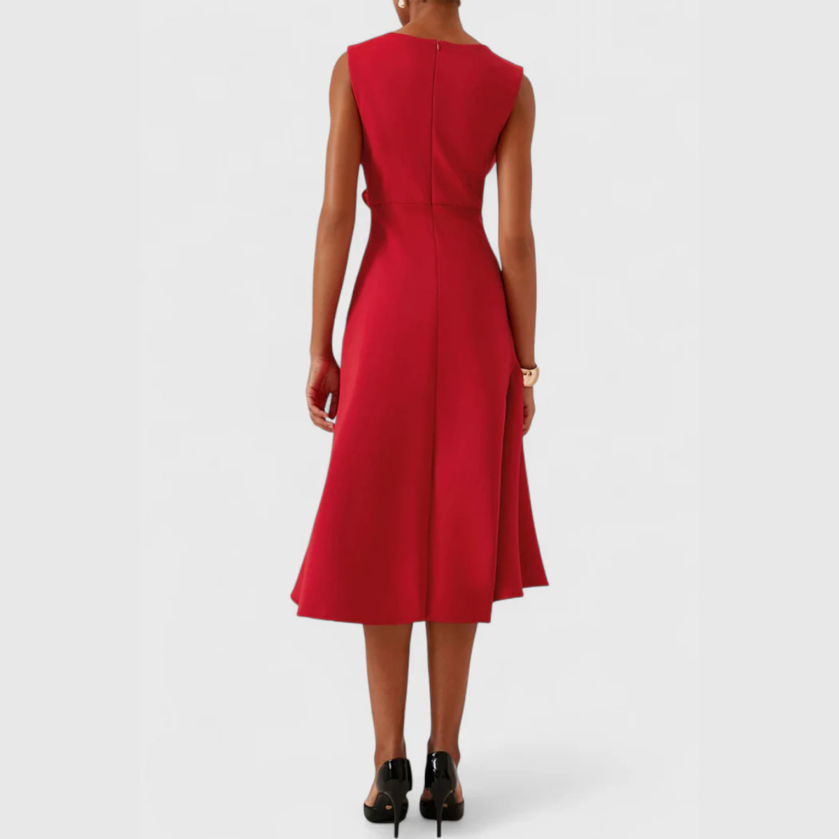 Liora | Draped Asymmetric Midi Dress