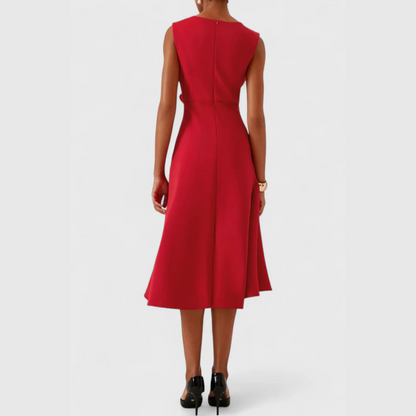 Liora | Draped Asymmetric Midi Dress