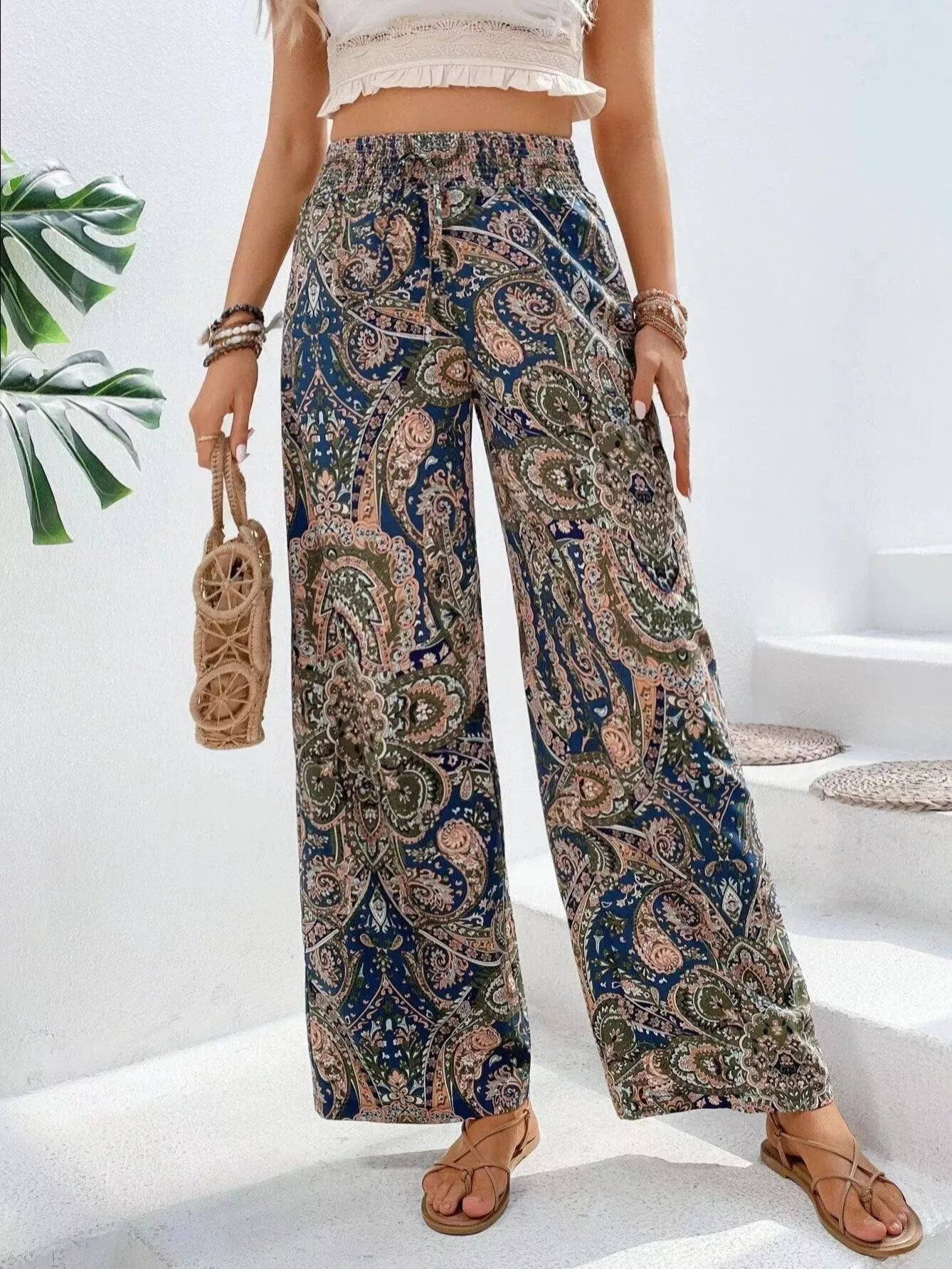 Maeve Vintage Printed Wide-Leg Pants