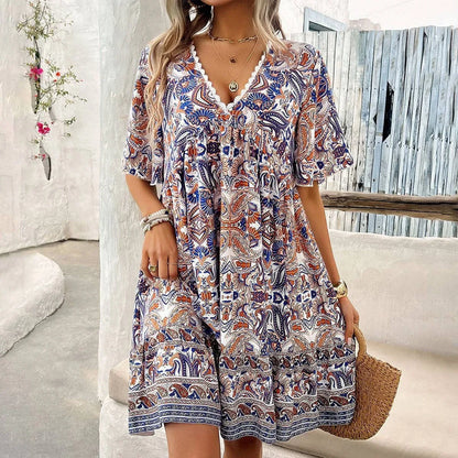 Amara Boho Floral Mini Dress
