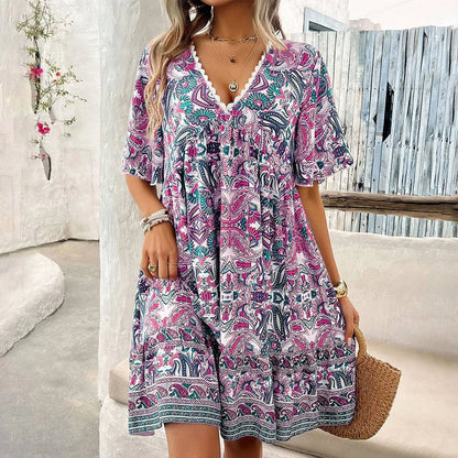 Amara Boho Floral Mini Dress