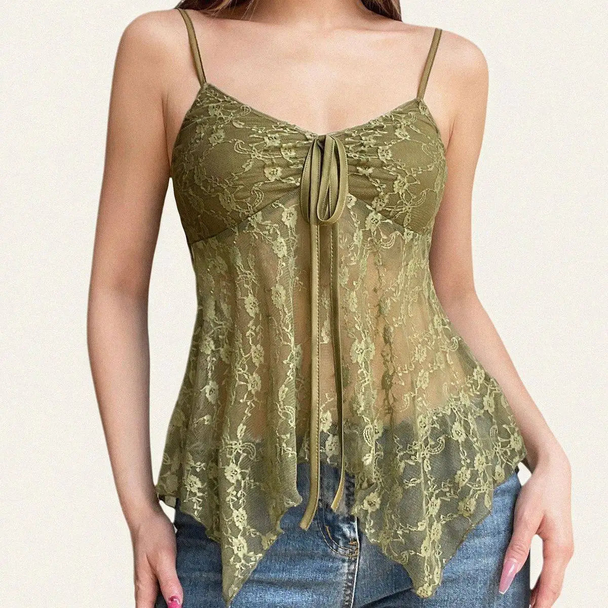 Aurelia Floral Lace Spaghetti Strap Cami Top