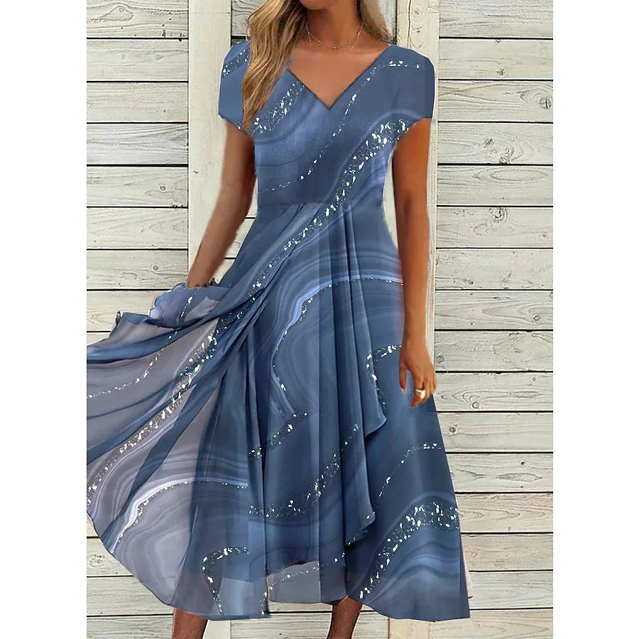 Tessa Casual V-Neck Midi Dress