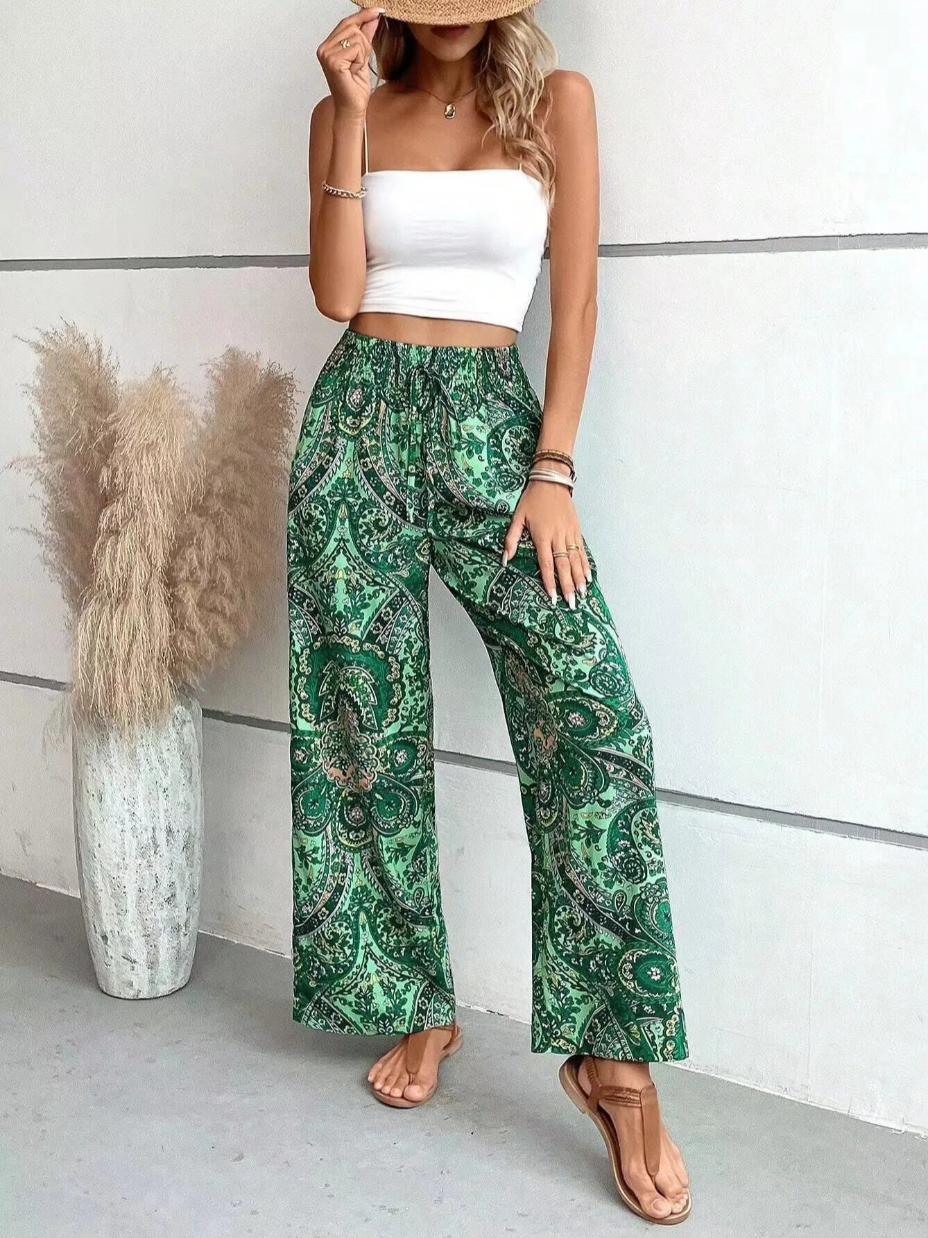 Maeve Vintage Printed Wide-Leg Pants