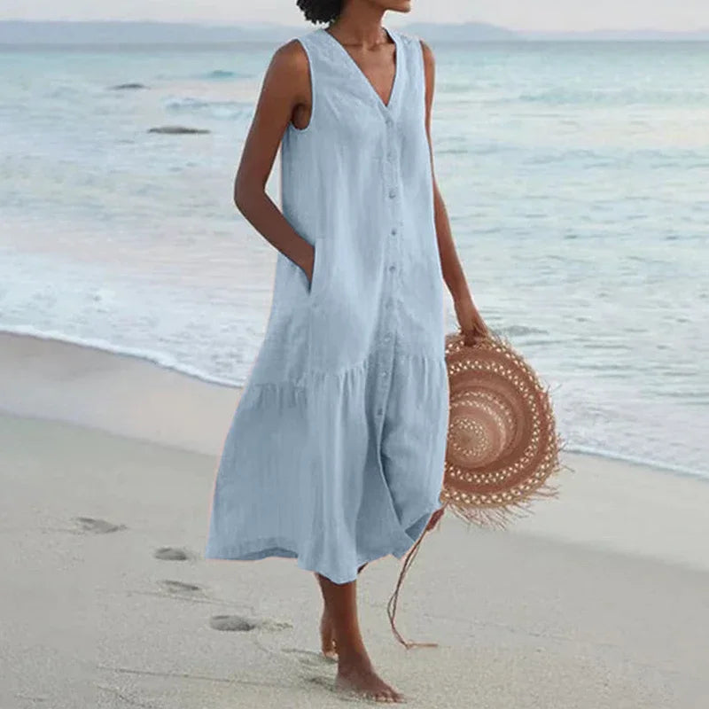 Elodie Relaxed V-Neck Midi Dress