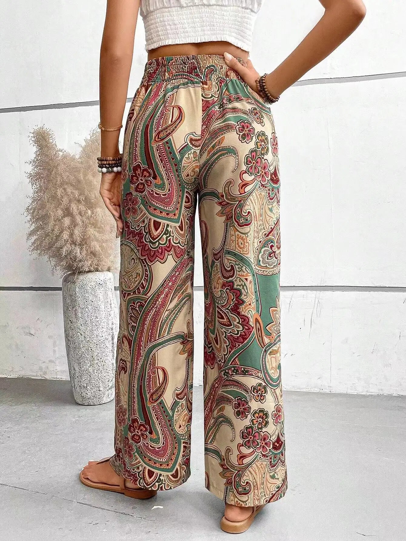 Maeve Vintage Printed Wide-Leg Pants