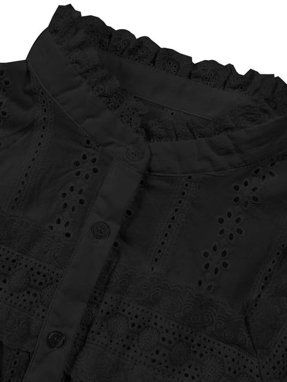 Elena Eyelet Embroidered Long Sleeve Blouse