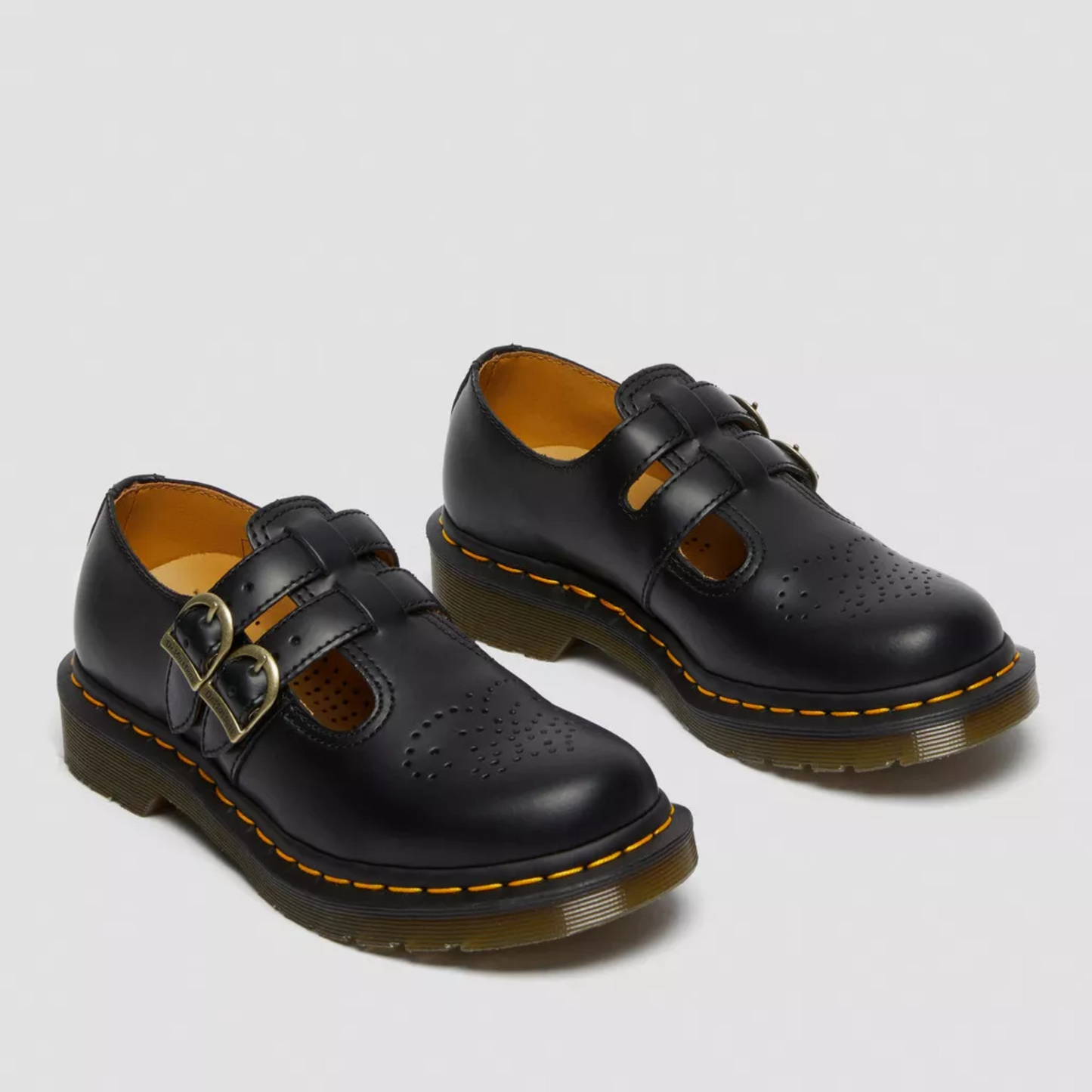 Adeline Leather Double Buckle Mary Jane Flats