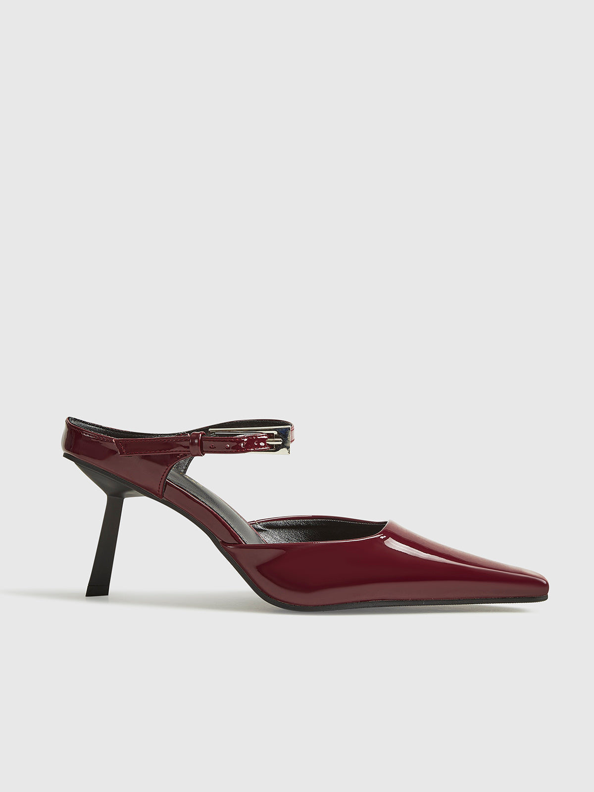 Valeria Patent Leather Ankle Strap Slingback Mules