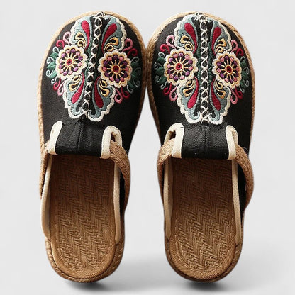 Vivian | Elegant Women's Floral Embroidered Mules