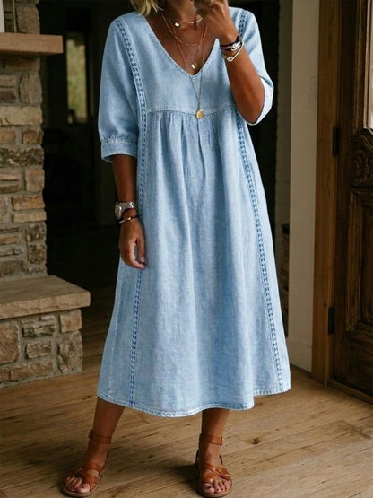 Cambria Lace Denim Dress