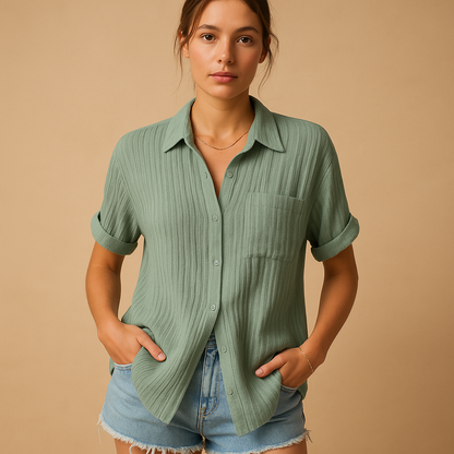 Juliette Gauze Pocket Short Sleeve Shirt