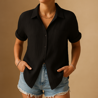 Juliette Gauze Pocket Short Sleeve Shirt