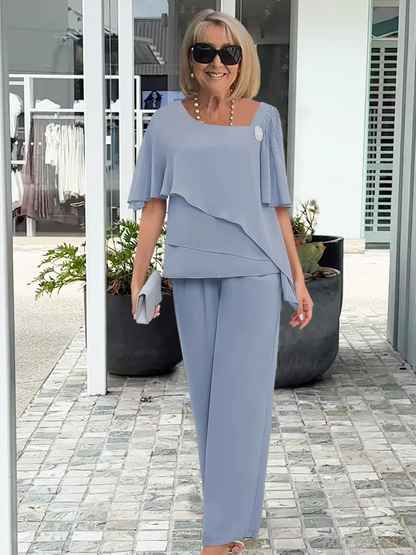 Serena Formal Chiffon Trouser Set