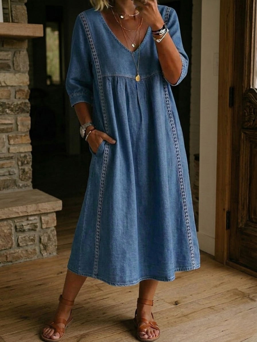 Cambria Lace Denim Dress