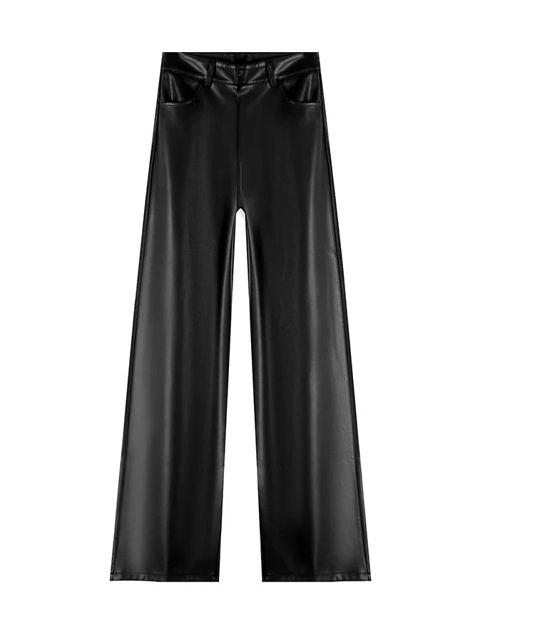 Vivienne Fleece-Lined Leather Wide-Leg Pants