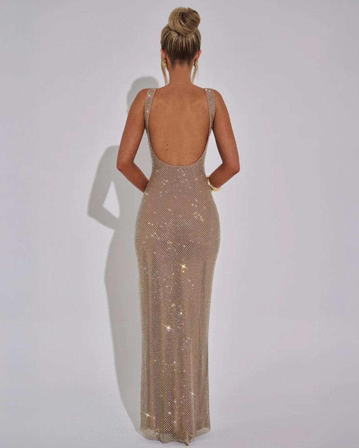 Aurora Rhinestone Illusion Maxi Dress
