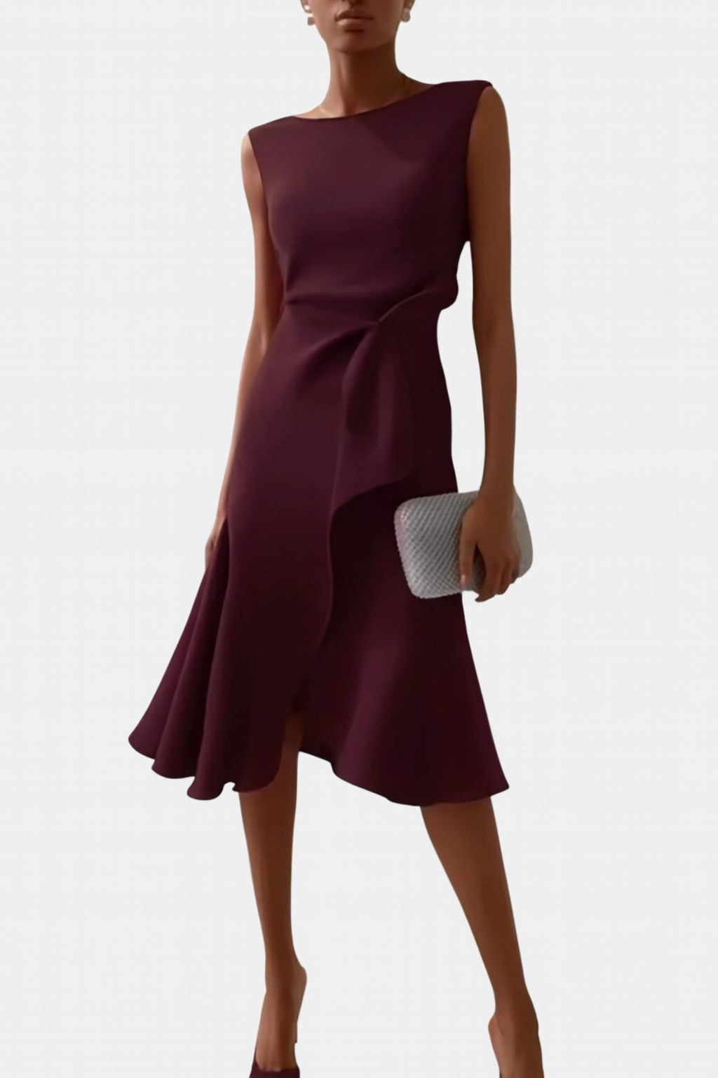 Liora | Draped Asymmetric Midi Dress