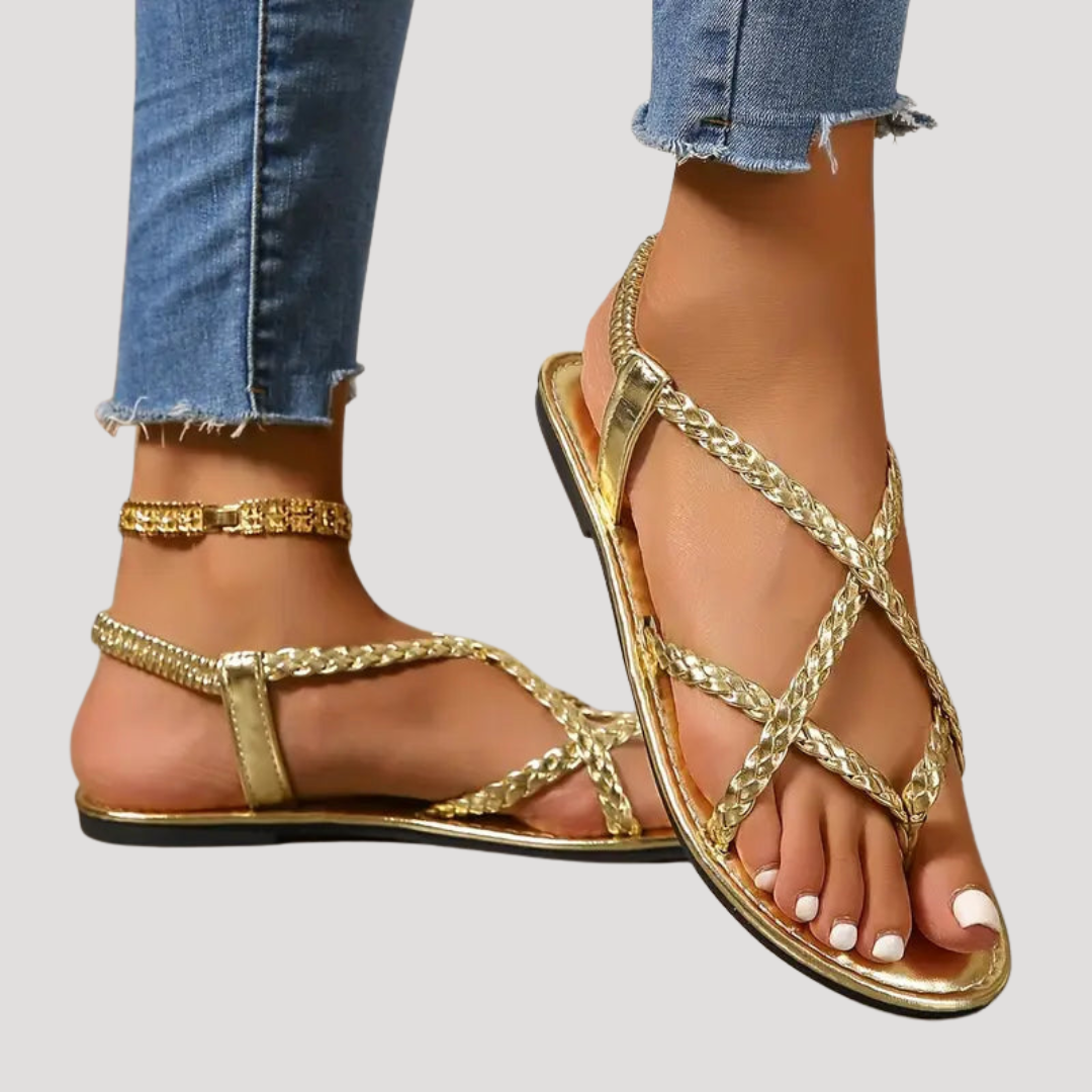 Cassia Braided Strappy Flat Sandals