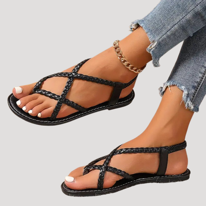 Cassia Braided Strappy Flat Sandals