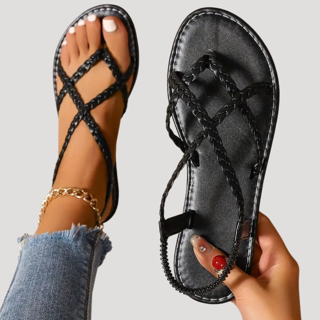 Cassia Braided Strappy Flat Sandals