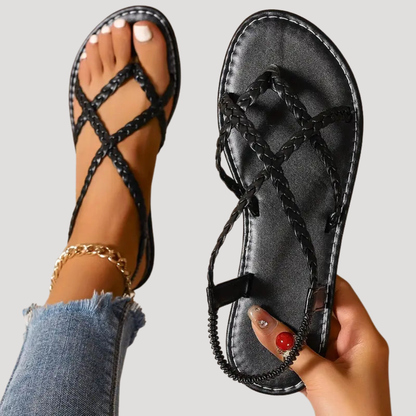 Cassia Braided Strappy Flat Sandals