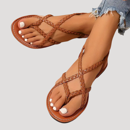 Cassia Braided Strappy Flat Sandals