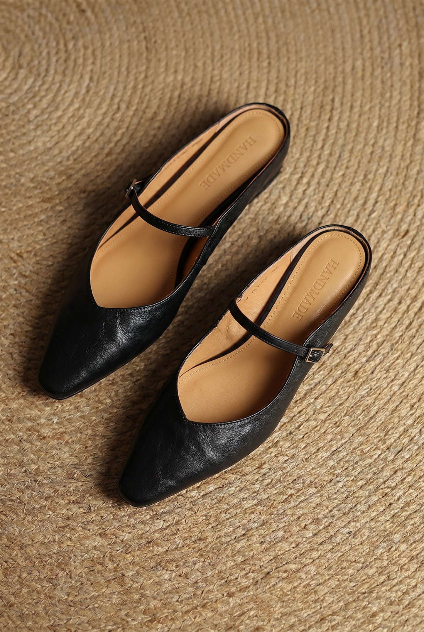Elodie Pointed Toe Leather Mary Jane Mules