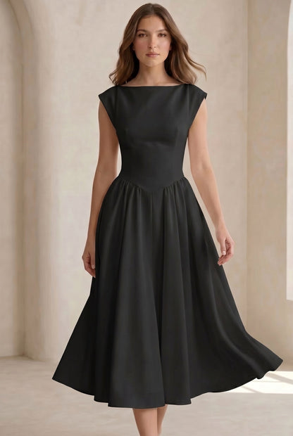 Celeste Cap Sleeve Structured Midi Dress