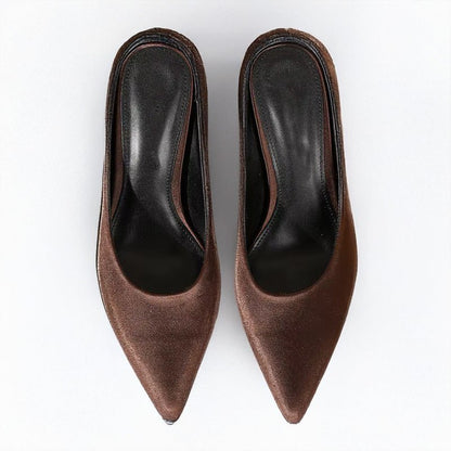 Serena Satin Pointed Toe Stiletto Mules
