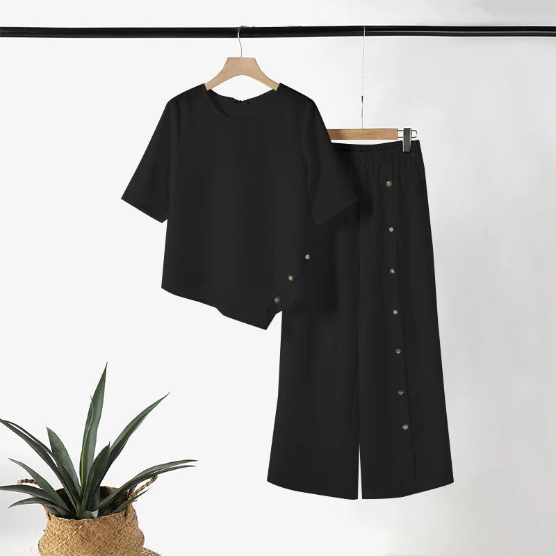 Rosina Irregular Hem Wide-Leg Pants Set